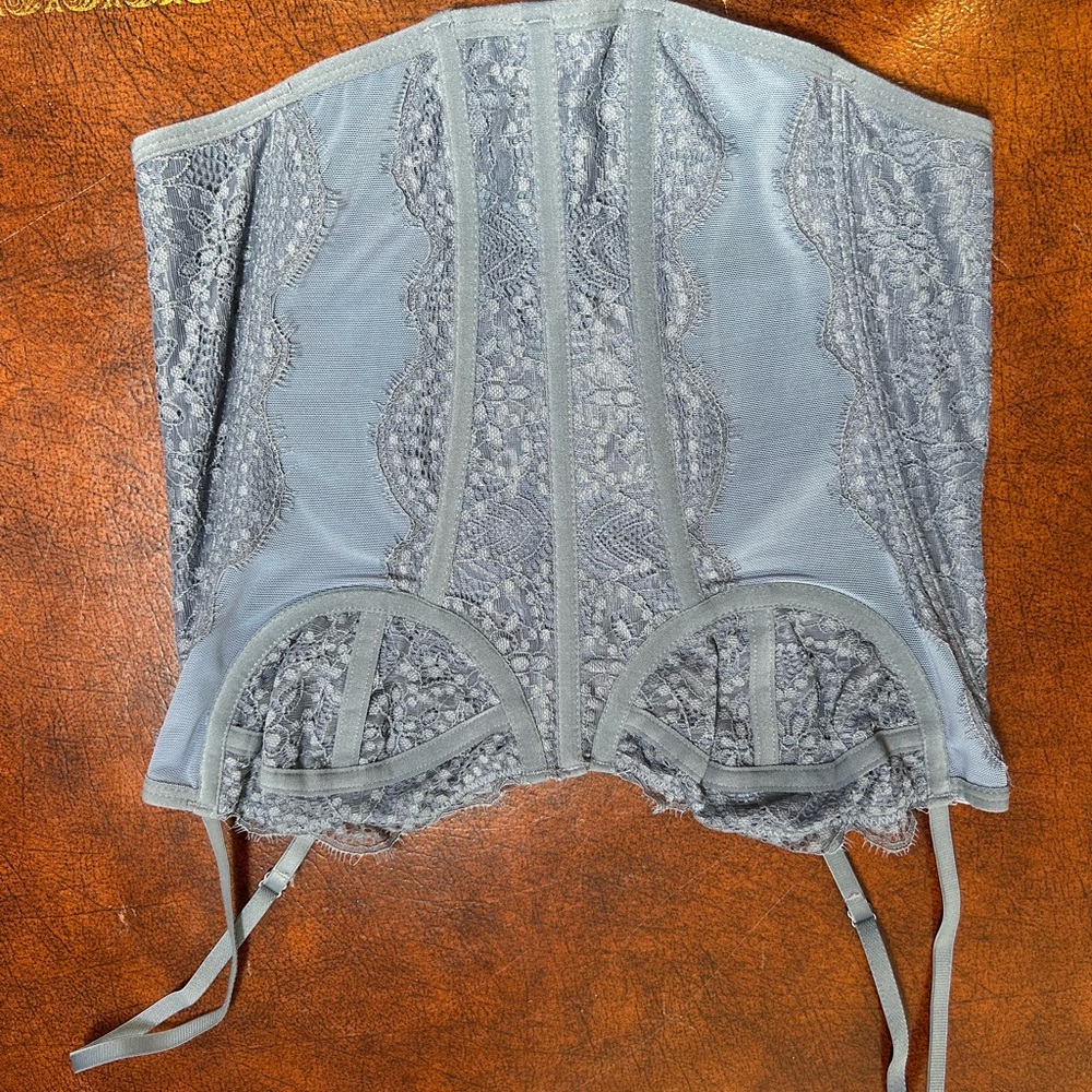 Elegant Blue Lace Corset